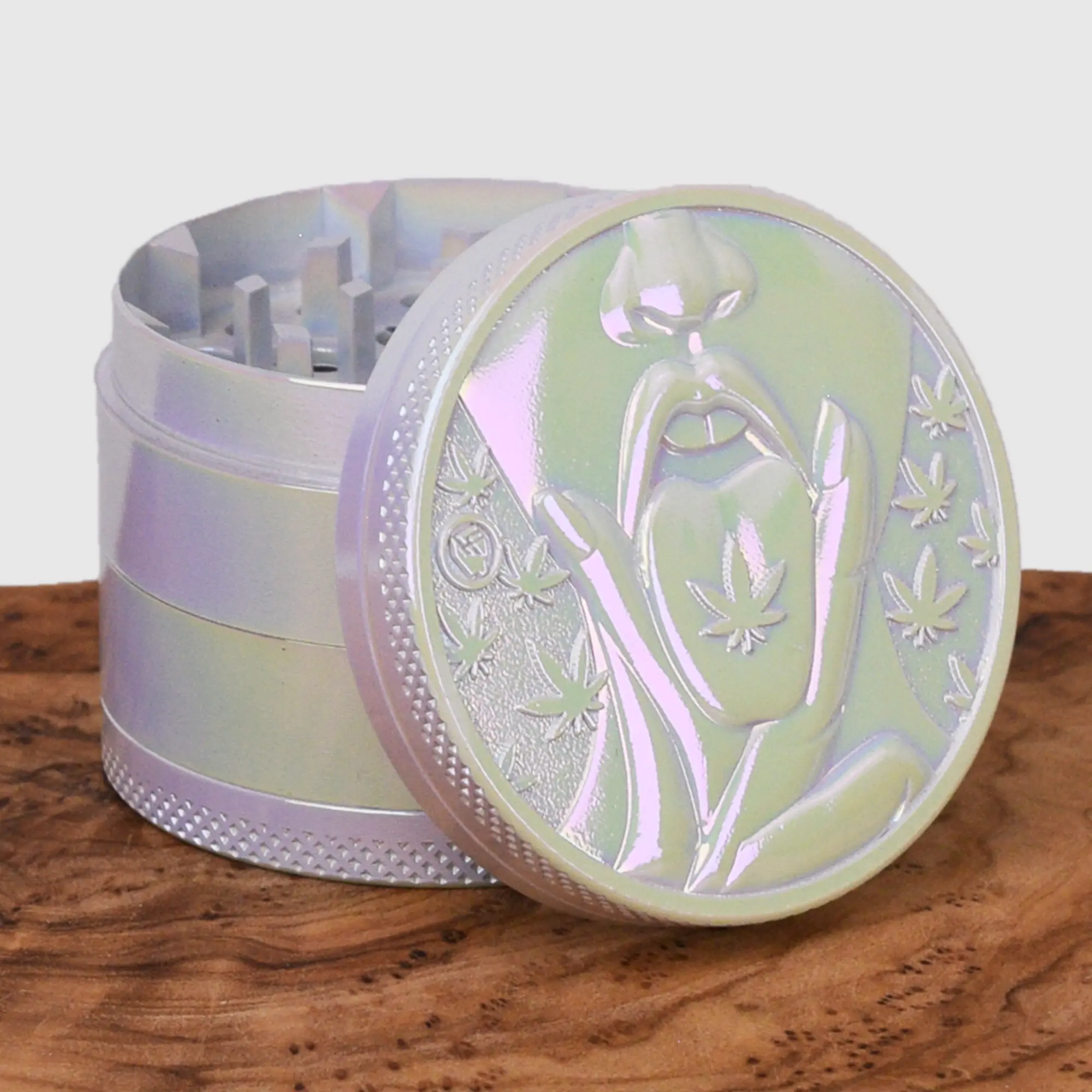 Icy Pearl White Rainbow "420 Girl" Grinder - 50mm