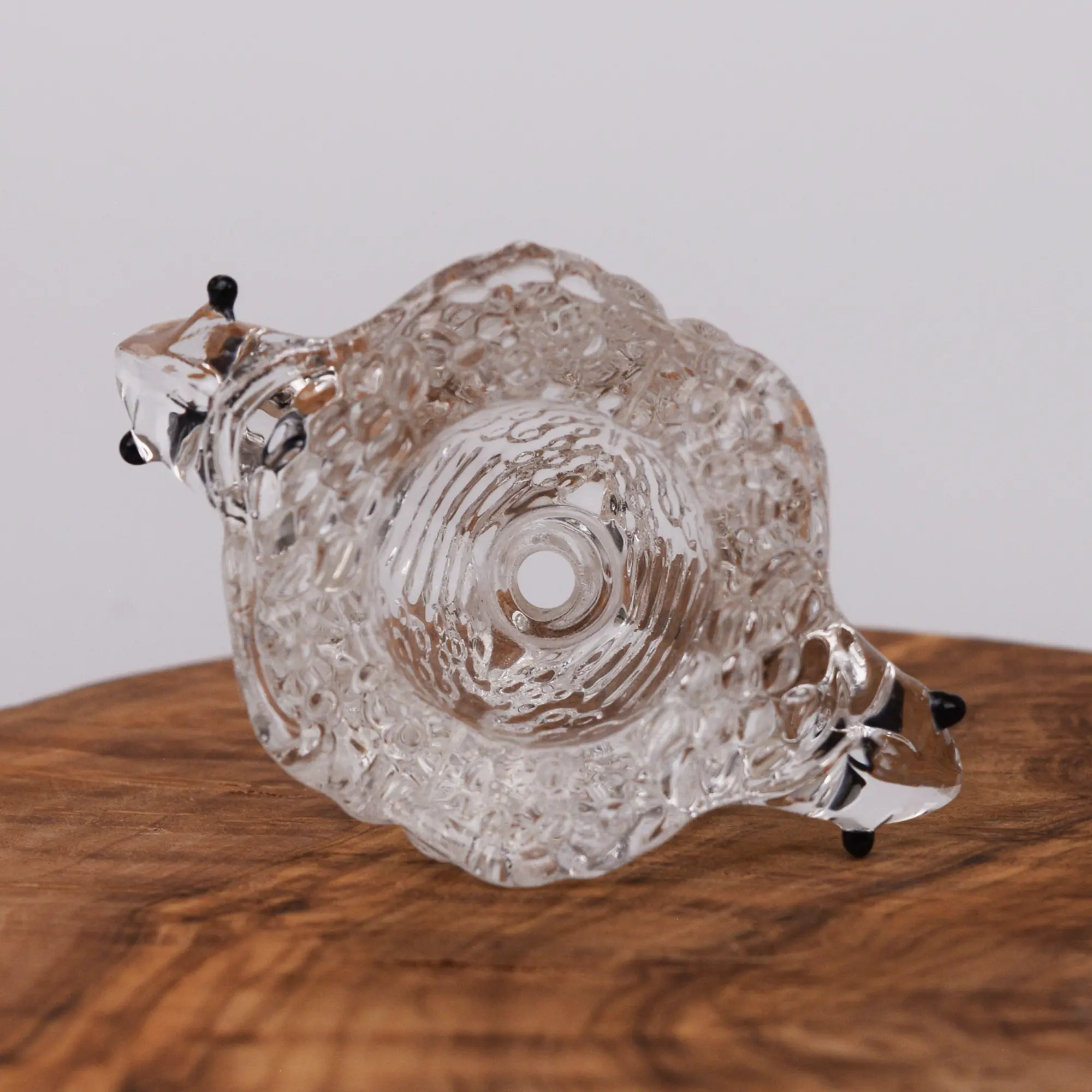 Bong Kopf Snake aus Borosilikatglas transparent mit 18,8 mm Schliff Draufsicht