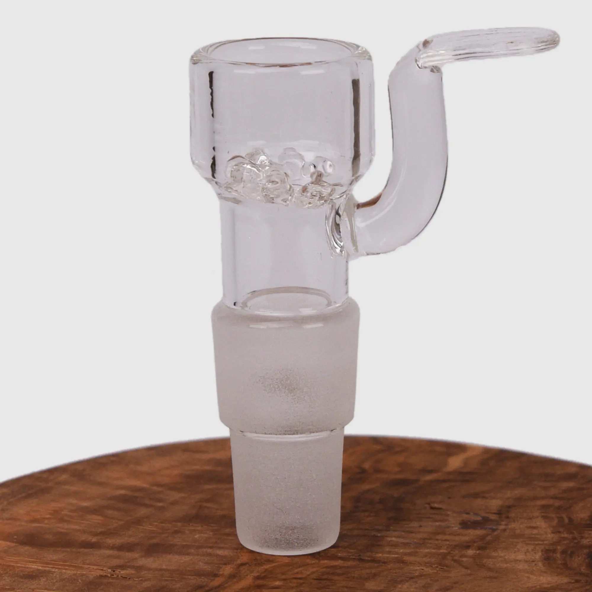 Black Leaf Bong Kopf mit transparentem Griff und Sieb aus Glas rund mit 18,8 mm Schliff Frontansicht