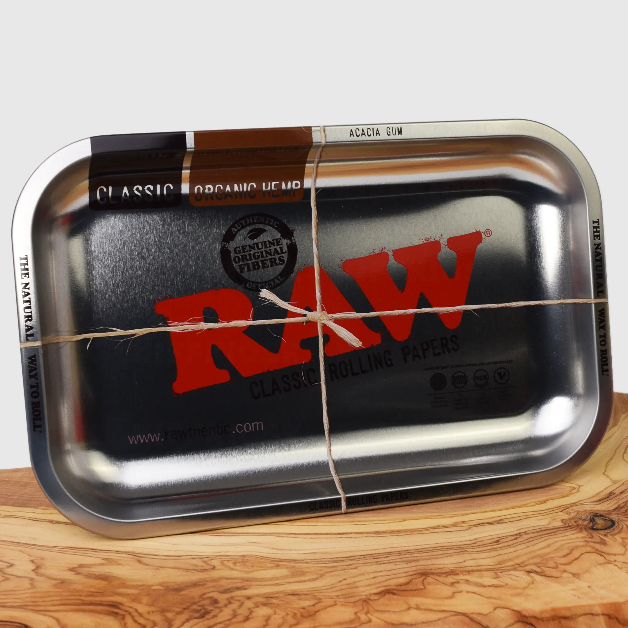 RAW Silver Steel Metallic Rolling Tray - 27x17cm