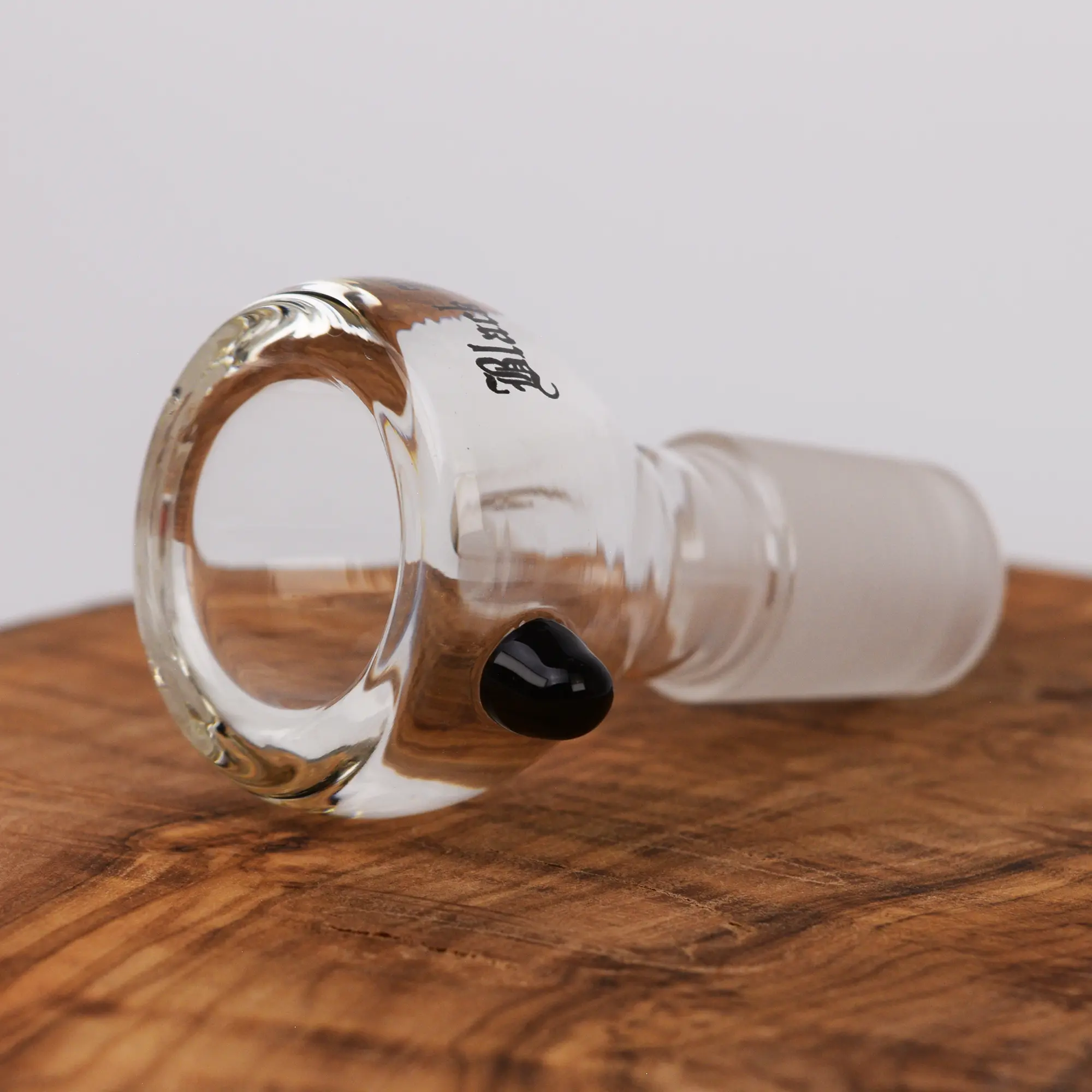 Black Leaf Bong Kopf Dickwandig aus Glas mit 18,8 mm Schliff Seitenansicht liegend