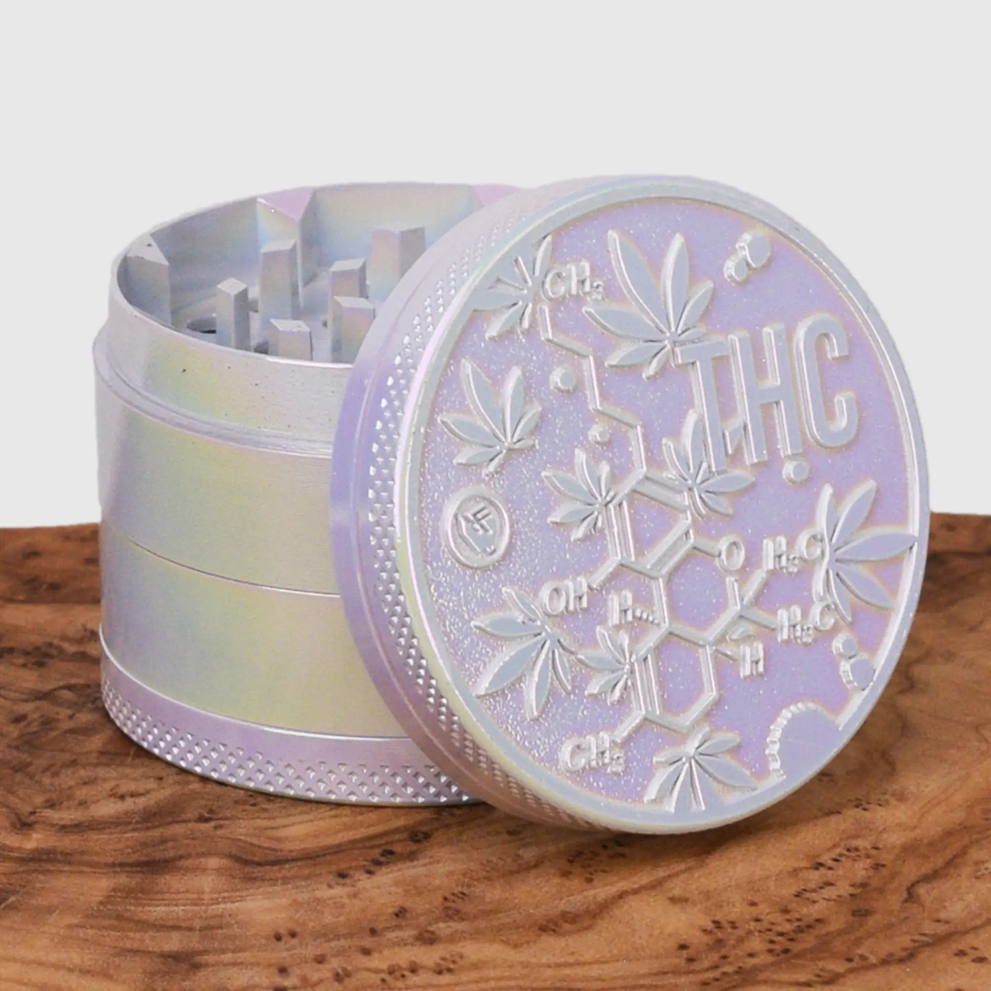Icy Pearl White Rainbow "THC Molecule" Grinder - 50mm