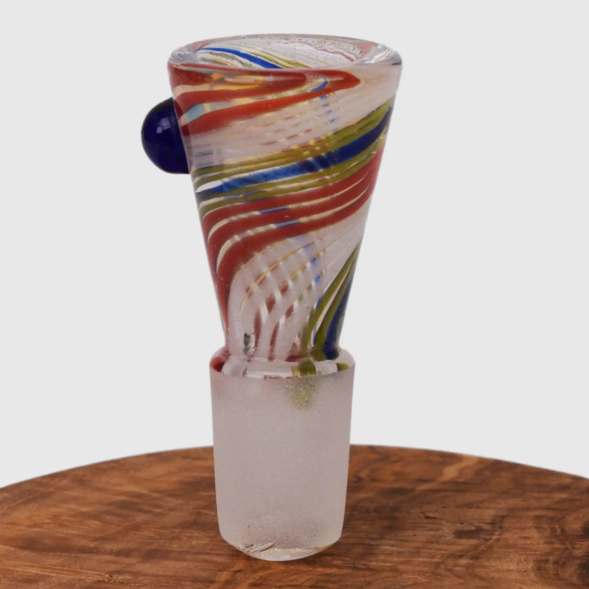 Bong Kopf Batik Cone konisch aus Glas Farbmix mit 18,8 mm Schliff Frontansicht