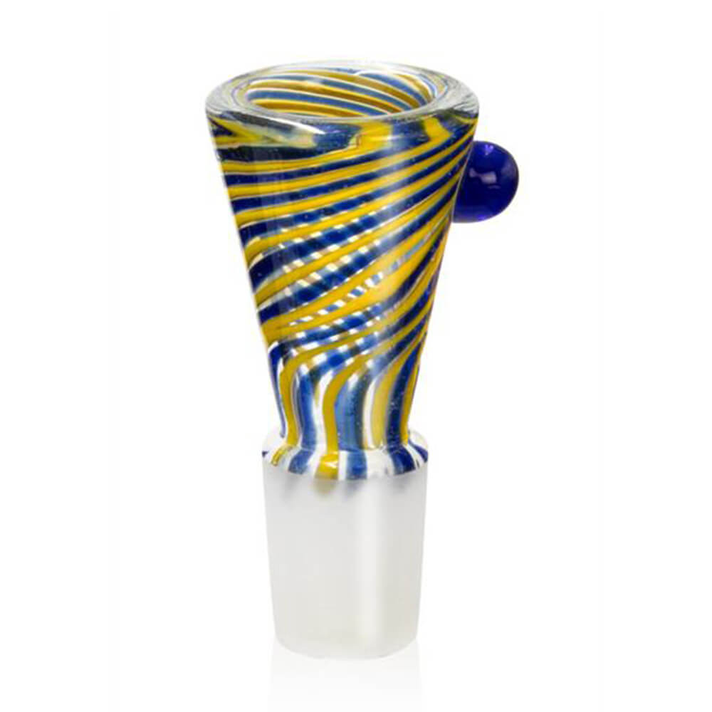 BKH-BTK-05 - Variantenbild - Batik Cone Bong Kopf NS 19 Blau-Gelb - KiffKiosk