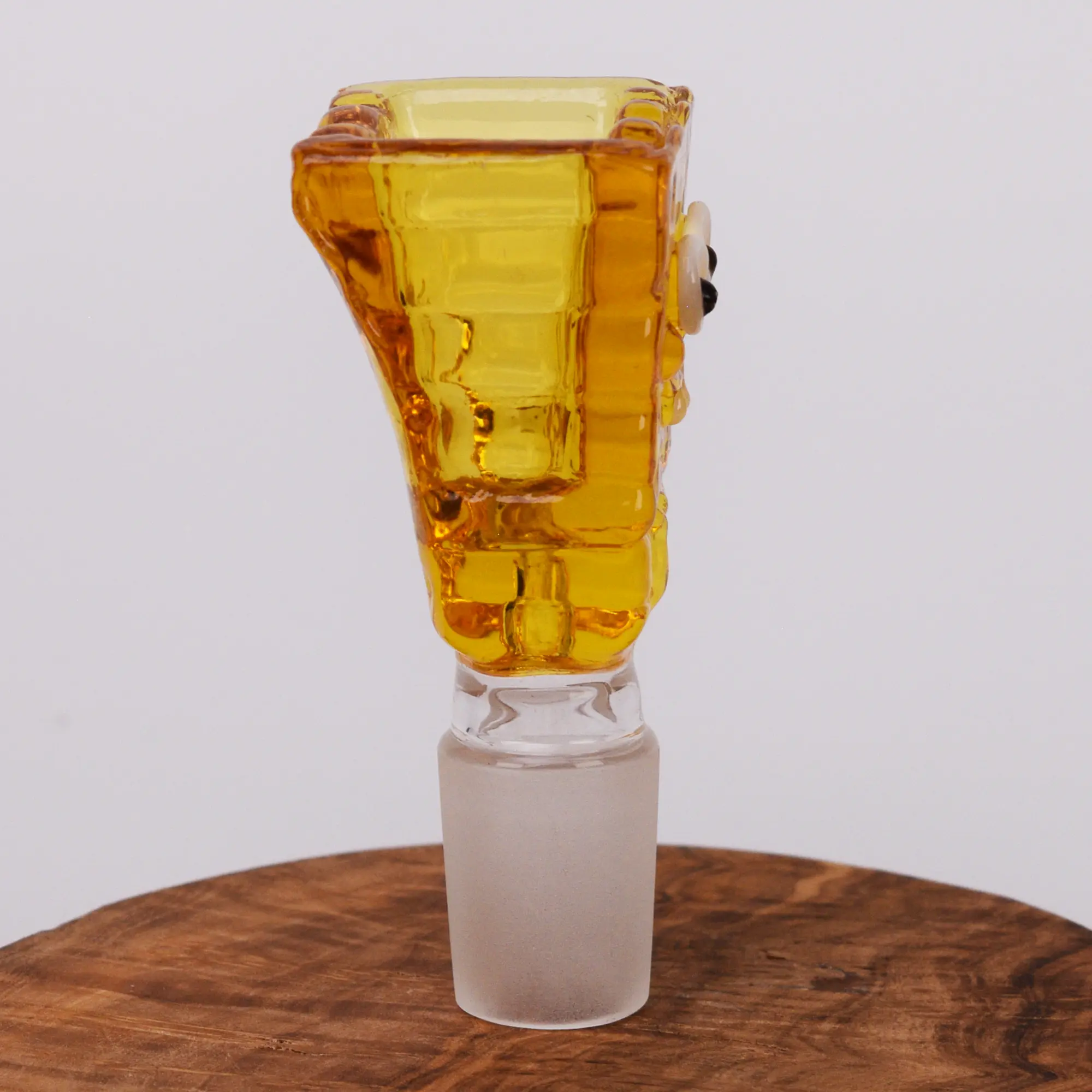 Bong Kopf Sponge aus Borosilikatglas orange mit 18,8 mm Schliff Seitenansicht