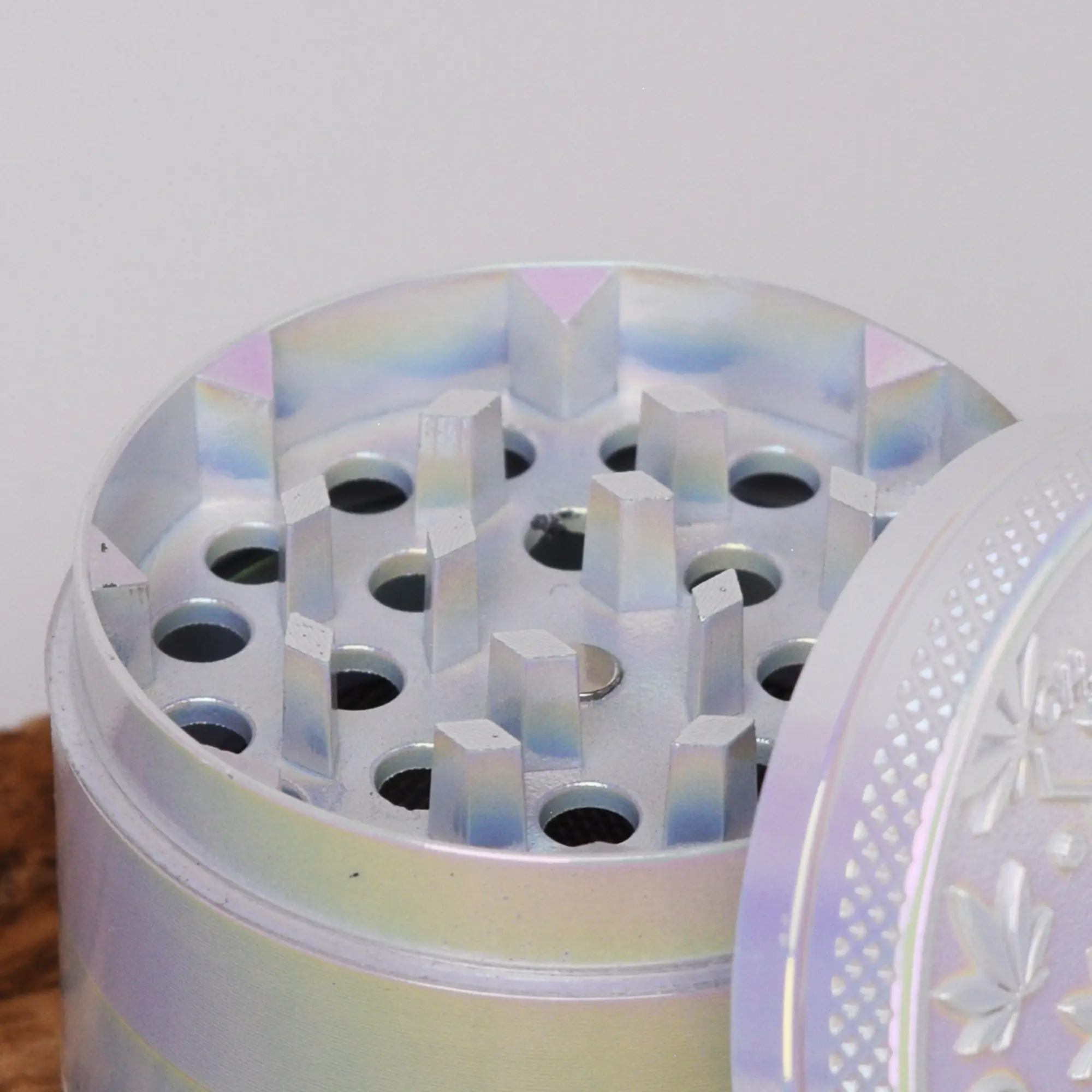 Icy Pearl White Rainbow "THC Molecule" Grinder - 50mm