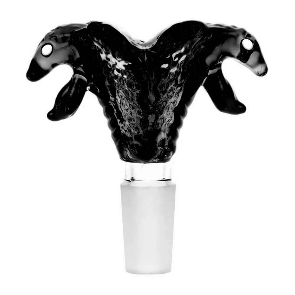 BKH-SNK-01 - Variantenbild - Double Snake Bong Kopf NS 19 Schwarz - KiffKiosk