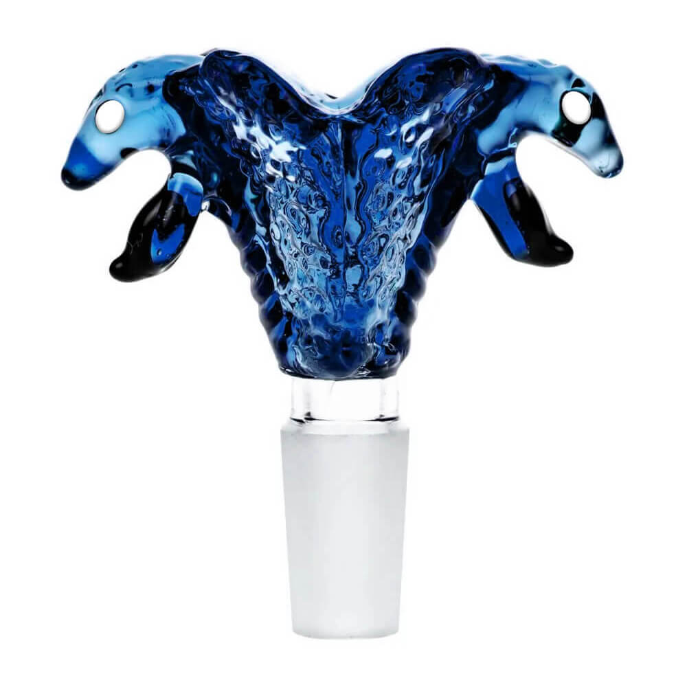 BKH-SNK-03 - Variantenbild - Double Snake Bong Kopf NS 19 Blau - KiffKiosk