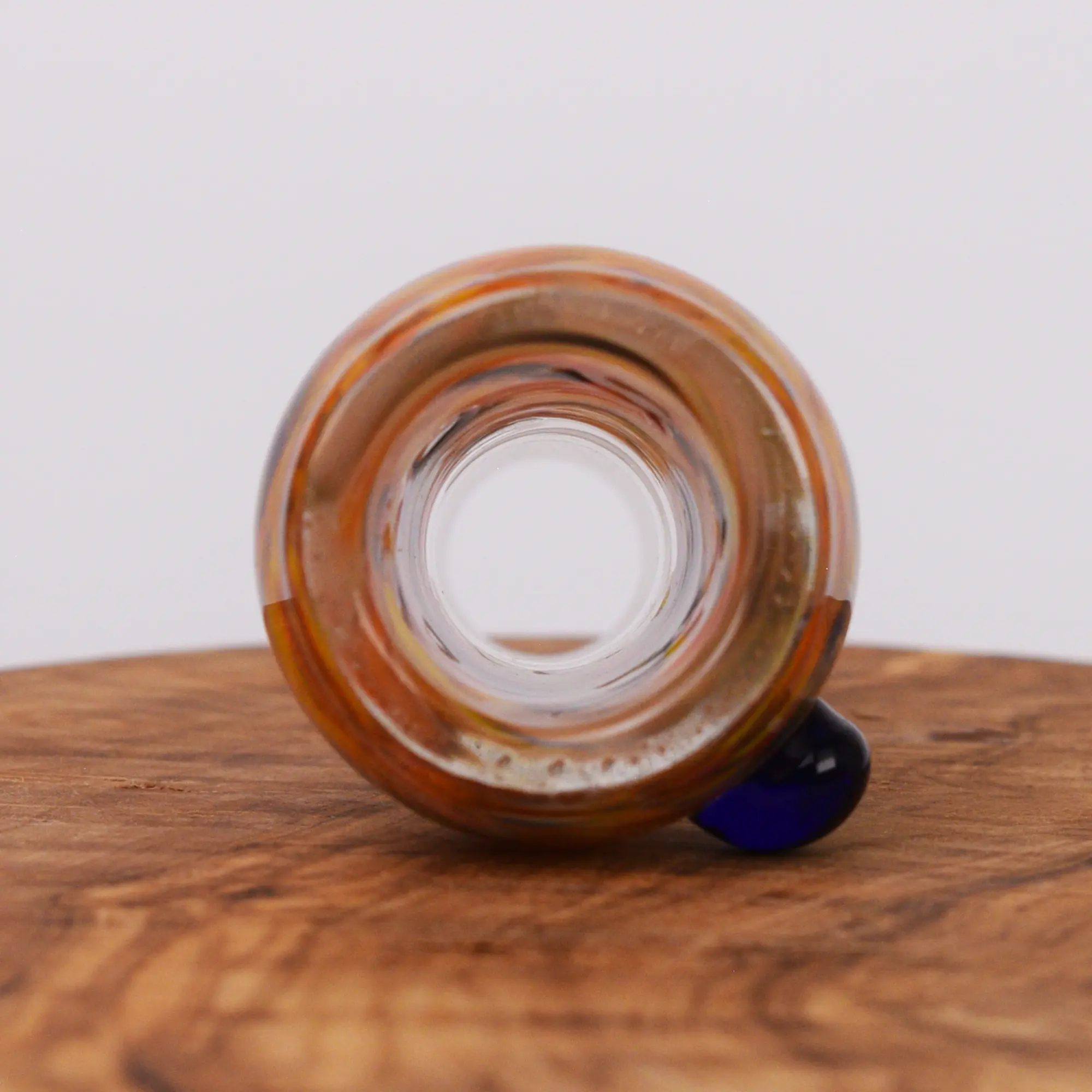 Bong Kopf großer Durchlass rund aus Glas Bunt mit 18,8 mm Schliff Draufsicht