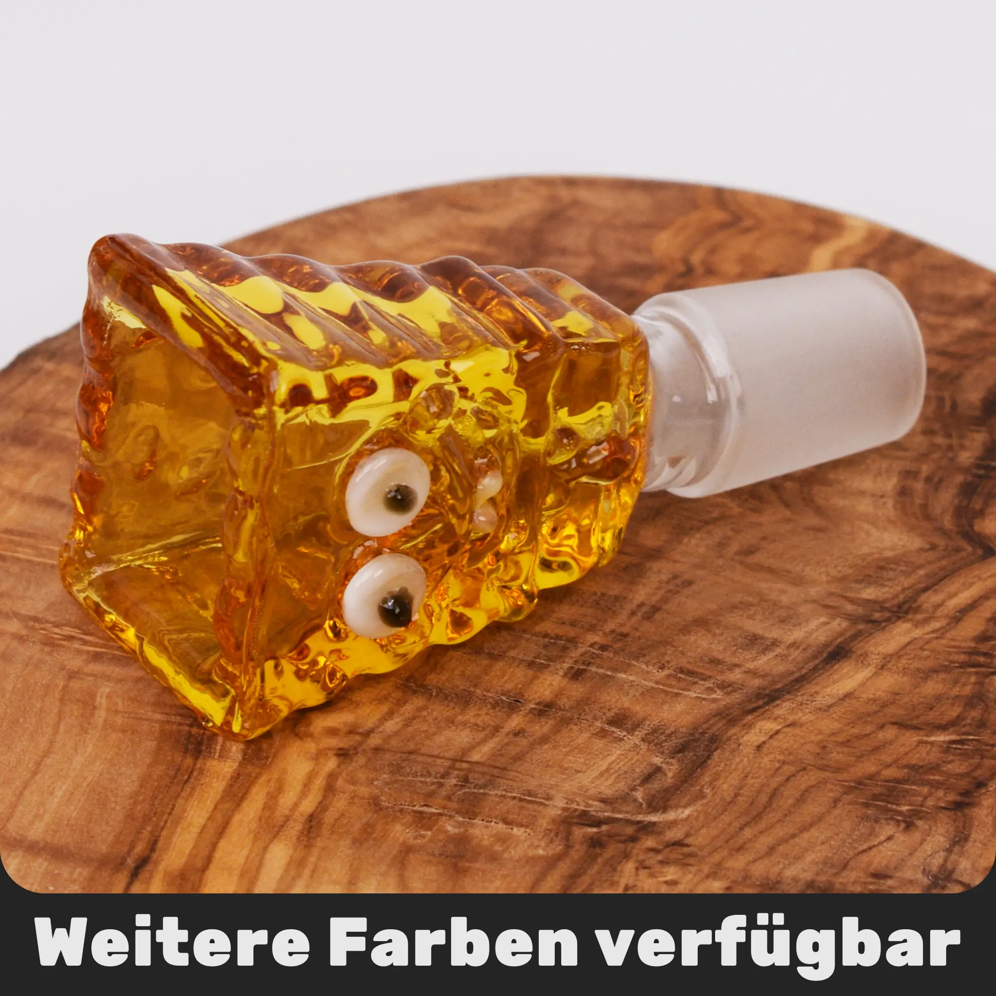 Bong Kopf Sponge aus Borosilikatglas orange mit 18,8 mm Schliff liegend