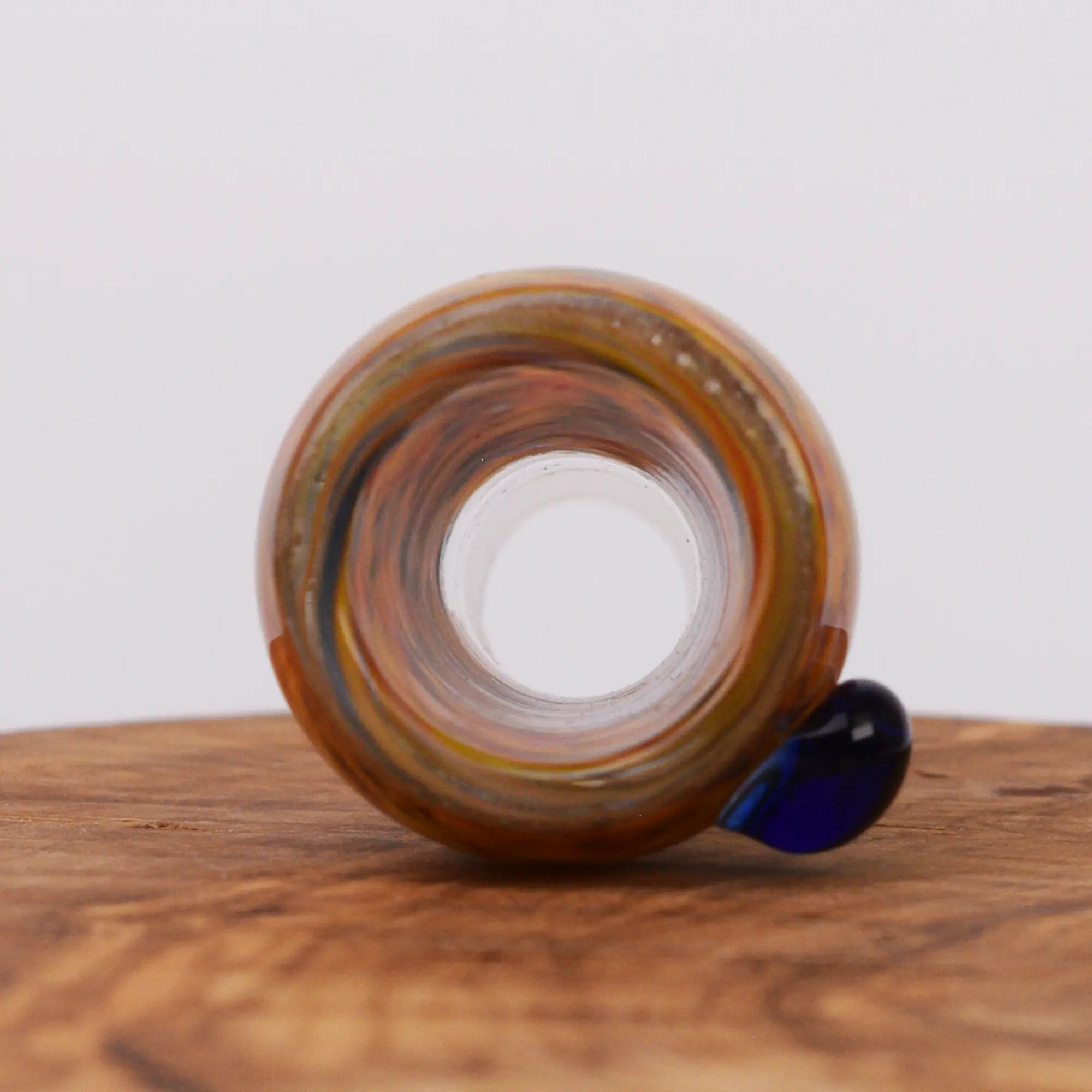 Bong Kopf rund aus Glas bunt mit 18,8 mm Schliff Draufsicht