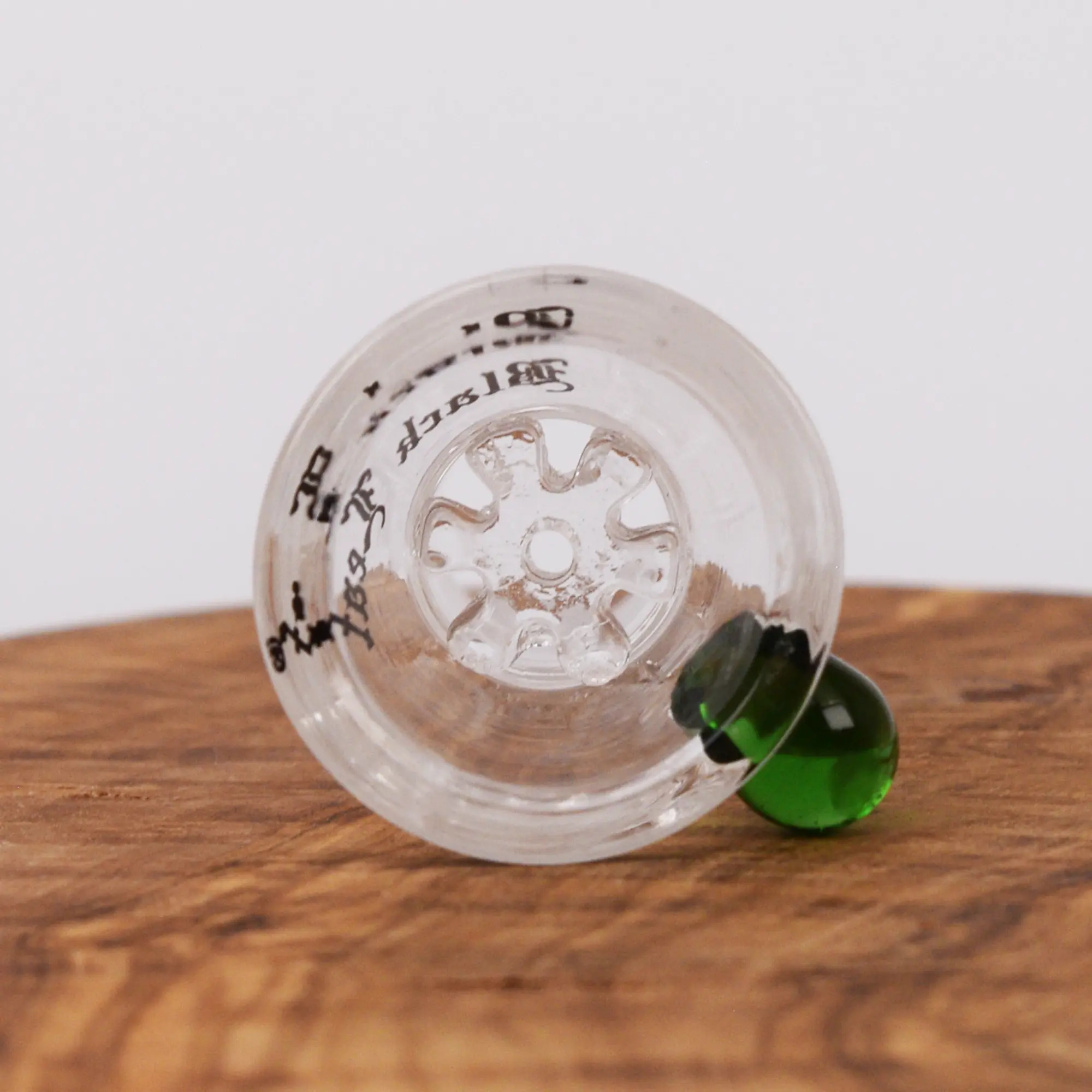 Black Leaf Bong Kopf mit Sieb aus Glas mit 18,8 mm Schliff Draufsicht