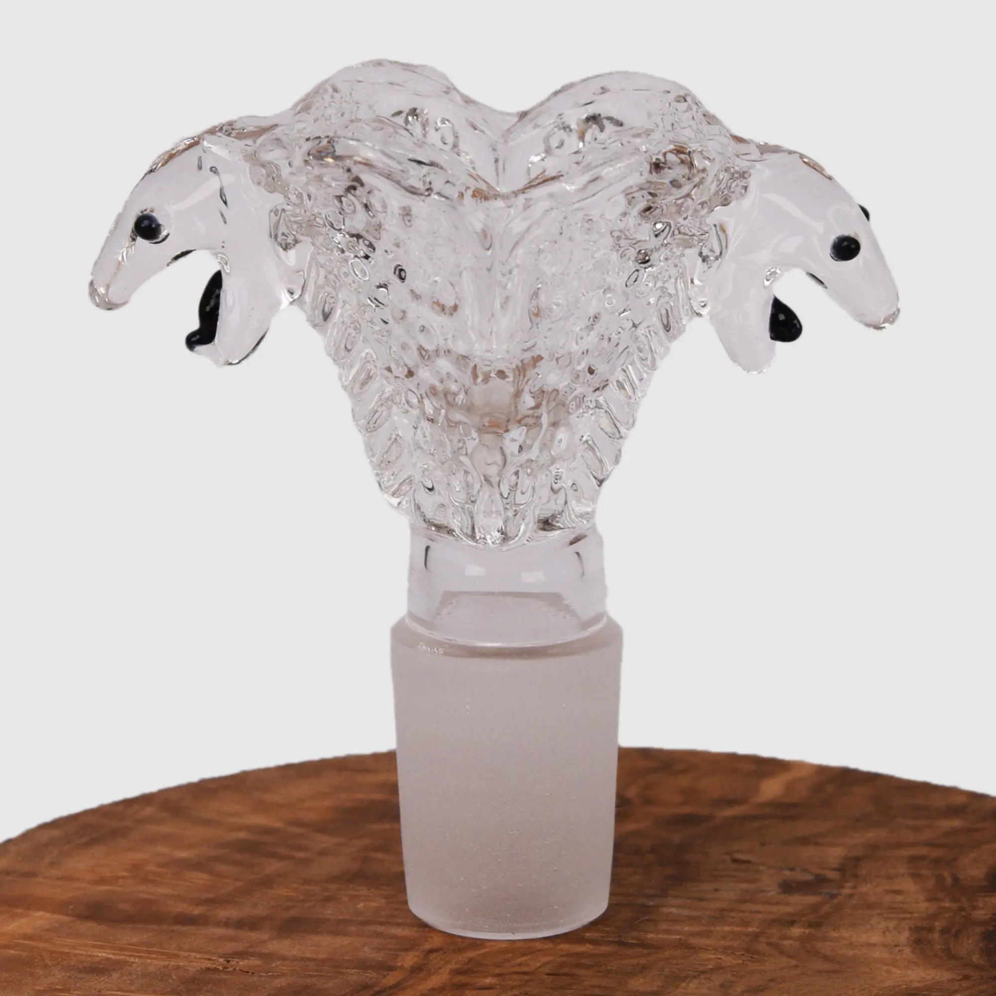 Bong Kopf Snake aus Borosilikatglas transparent mit 18,8 mm Schliff Frontansicht