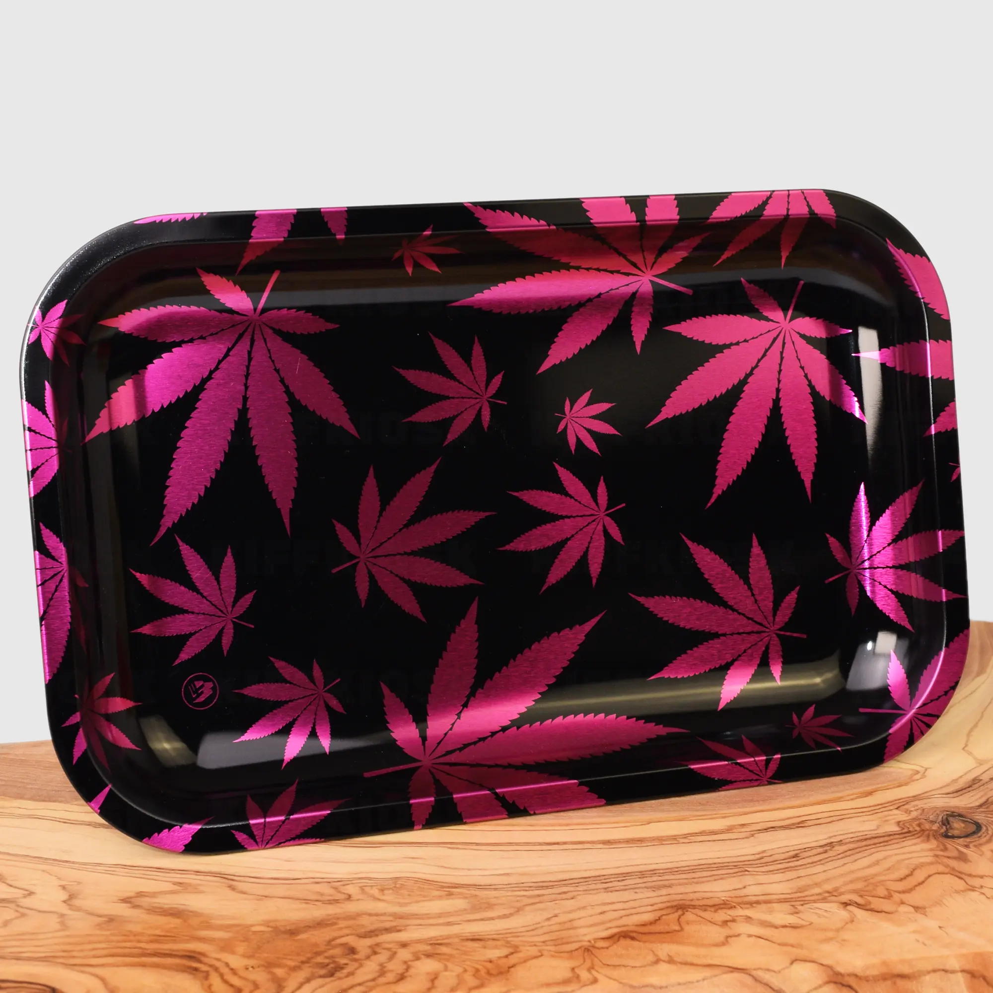 Pink Leaves Rolling Tray - 27x17cm