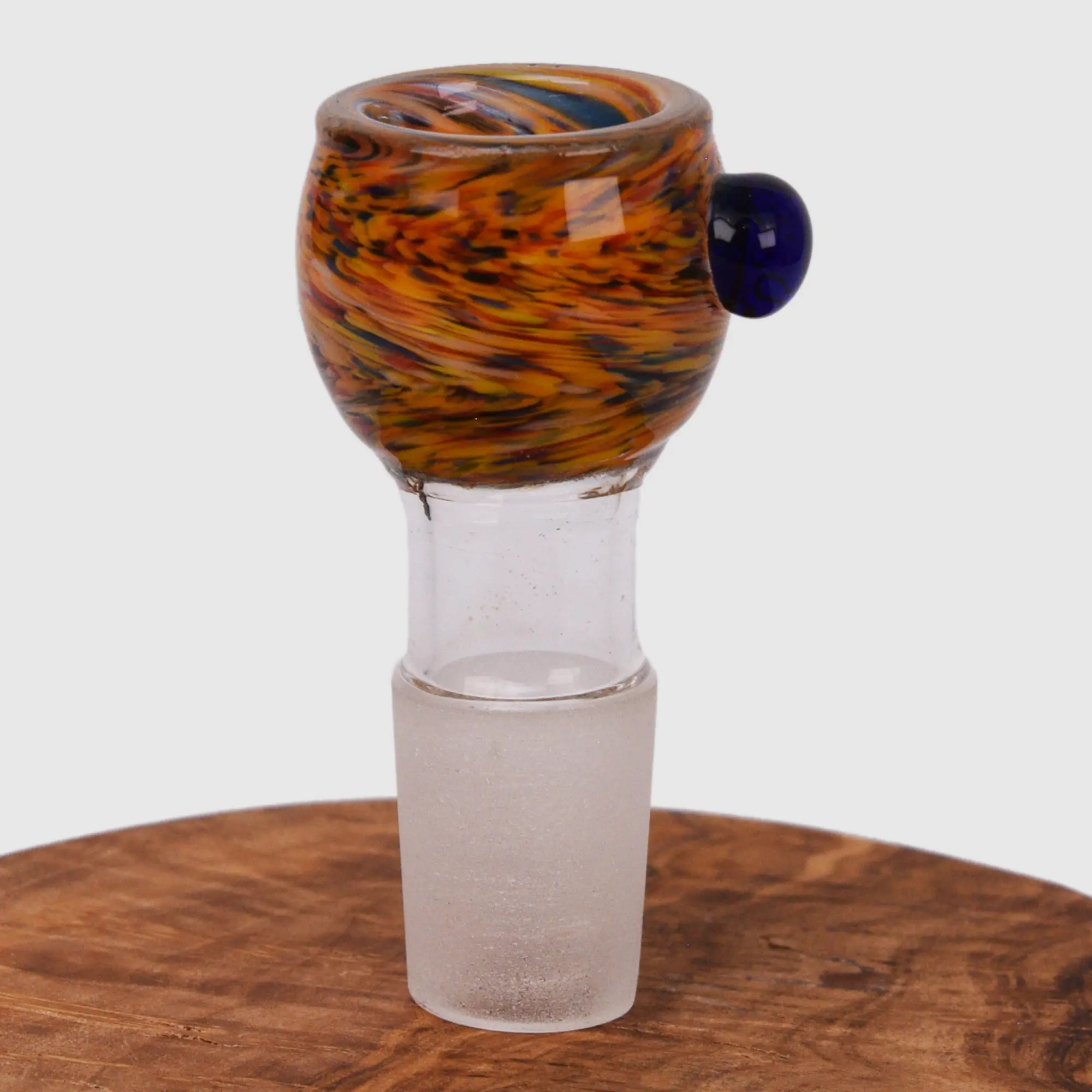 Bong Kopf rund aus Glas Bunt mit 18,8 mm Schliff Frontansicht